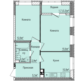 Квартира 52,4 м², 2-комнатная - изображение 1