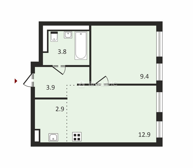 32,9 м², 1-комнатная квартира 8 600 000 ₽ - изображение 18