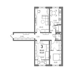 Квартира 89,4 м², 3-комнатная - изображение 2