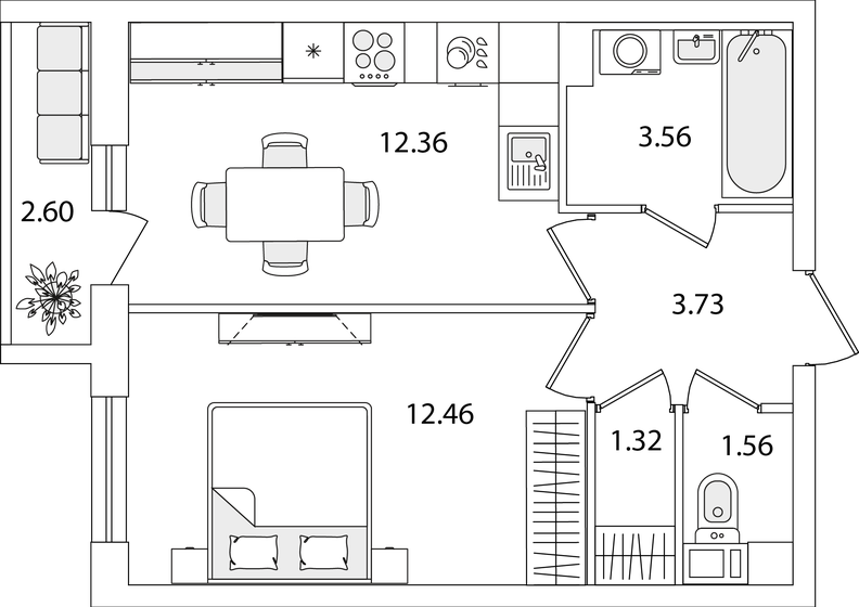 36,3 м², 1-комнатная квартира 9 621 399 ₽ - изображение 1