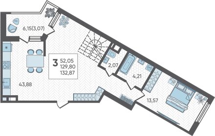 132,9 м², 3-комнатная квартира 16 340 550 ₽ - изображение 14