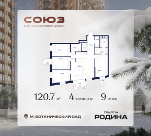 Квартира 120,7 м², 4-комнатная - изображение 1