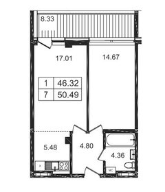 48,9 м², 2-комнатные апартаменты 14 259 501 ₽ - изображение 17