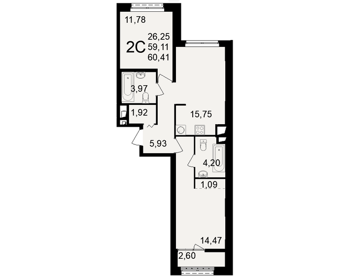 64,3 м², 2-комнатная квартира 7 238 250 ₽ - изображение 79