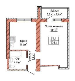 39,2 м², 1-комнатная квартира 3 567 200 ₽ - изображение 26