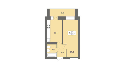 38,2 м², 1-комнатная квартира 4 152 340 ₽ - изображение 20