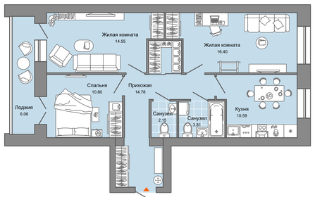 Квартира 76 м², 3-комнатная - изображение 1