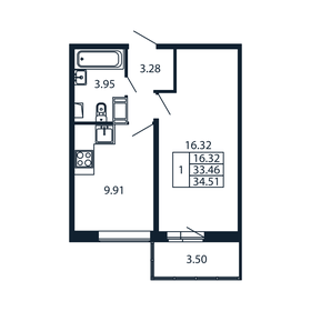 34,2 м², 1-комнатная квартира 6 184 888 ₽ - изображение 54