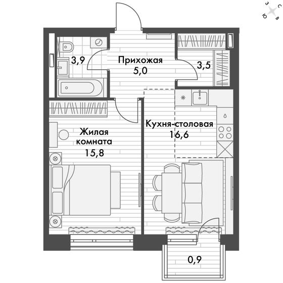 45,7 м², 2-комнатная квартира 13 713 382 ₽ - изображение 1