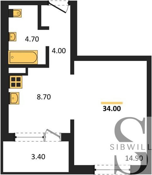 34 м², 1-комнатная квартира 4 320 000 ₽ - изображение 1