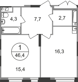 46,1 м², 1-комнатная квартира 12 101 285 ₽ - изображение 8