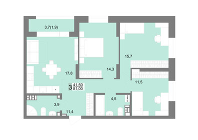 Квартира 83,2 м², 3-комнатная - изображение 1