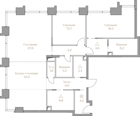 123,5 м², 2-комнатная квартира 168 212 000 ₽ - изображение 1