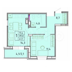 Квартира 41 м², 1-комнатная - изображение 2