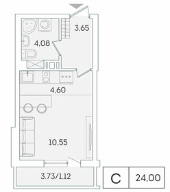 Квартира 24 м², студия - изображение 1