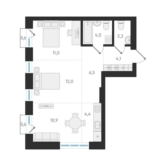 55,2 м², 3-комнатная квартира 9 300 000 ₽ - изображение 1