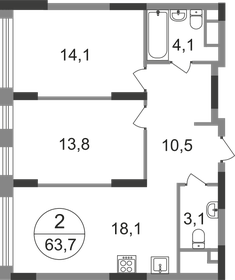 63,7 м², 2-комнатная квартира 16 762 711 ₽ - изображение 8