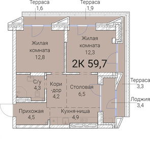 69,7 м², 2-комнатная квартира 7 390 000 ₽ - изображение 14