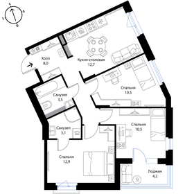 69,8 м², 4-комнатная квартира 11 866 000 ₽ - изображение 31