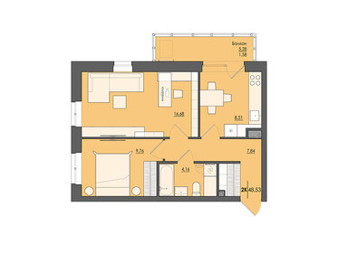 60,2 м², 2-комнатная квартира 5 800 000 ₽ - изображение 44