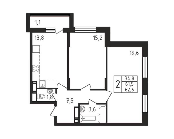 62,6 м², 2-комнатная квартира 9 663 875 ₽ - изображение 51