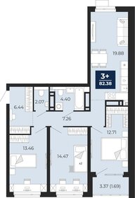 Квартира 82,4 м², 3-комнатная - изображение 1