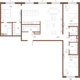 Квартира 135,5 м², 3-комнатная - изображение 1