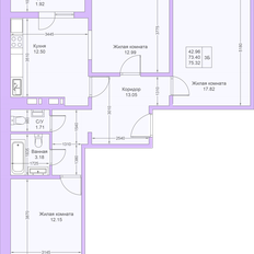 Квартира 75,3 м², 3-комнатная - изображение 2