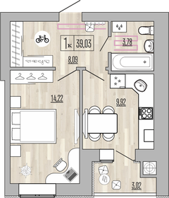 36 м², 1-комнатная квартира 19 000 ₽ в месяц - изображение 11