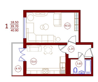 43,3 м², 1-комнатная квартира 4 400 000 ₽ - изображение 82