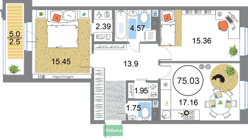 34,2 м², 1-комнатная квартира 9 120 000 ₽ - изображение 39