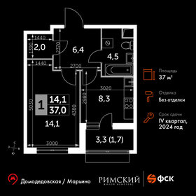 Квартира 37 м², 1-комнатная - изображение 1