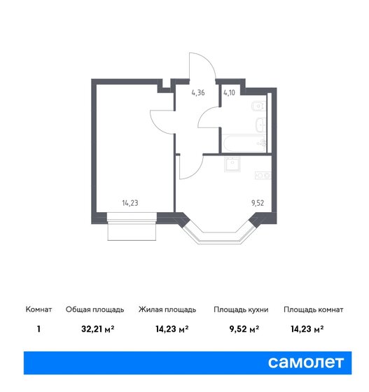 32,2 м², 1-комнатная квартира 14 781 721 ₽ - изображение 21