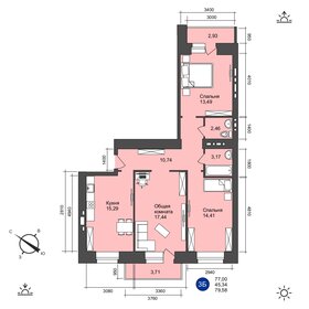 Квартира 79,6 м², 3-комнатная - изображение 1