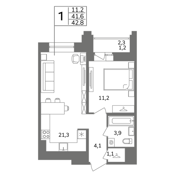 39,1 м², 1-комнатная квартира 12 550 000 ₽ - изображение 96
