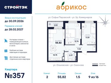 Квартира 55,8 м², 2-комнатная - изображение 1