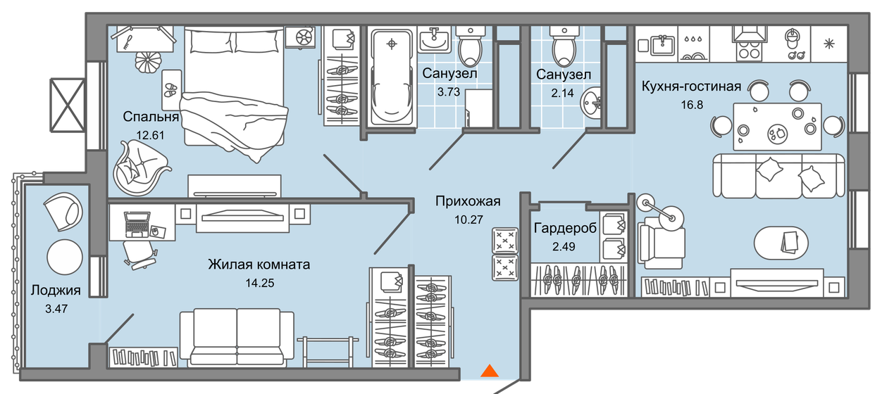 64 м², 3-комнатная квартира 5 352 908 ₽ - изображение 19