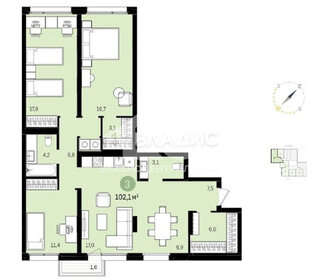 Квартира 100,4 м², 3-комнатная - изображение 1