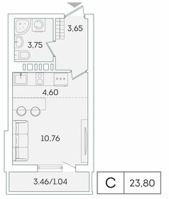 22,4 м², квартира-студия 4 225 344 ₽ - изображение 9