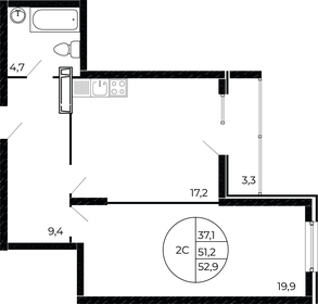 52,9 м², 2-комнатная квартира 6 199 880 ₽ - изображение 14