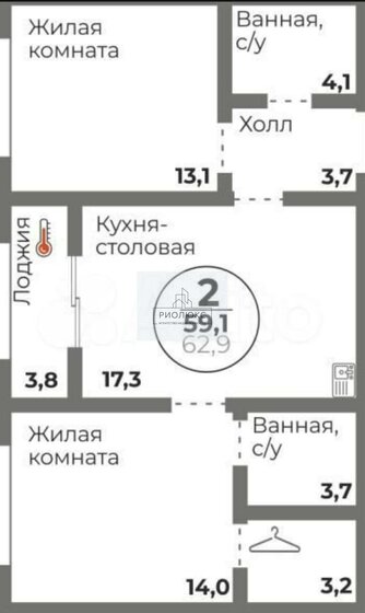 59,1 м², 2-комнатная квартира 10 500 000 ₽ - изображение 1