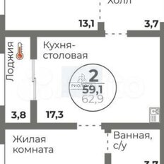 Квартира 59,1 м², 2-комнатная - изображение 1