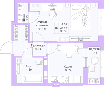 31,8 м², 1-комнатная квартира 6 800 000 ₽ - изображение 37