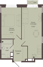 Квартира 46,1 м², 1-комнатная - изображение 1