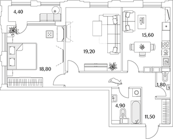 74 м², 2-комнатная квартира 15 006 228 ₽ - изображение 13