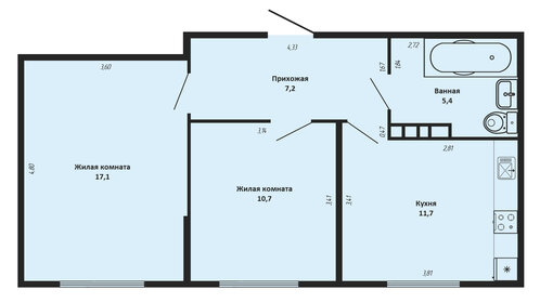 Квартира 52,1 м², 2-комнатная - изображение 1