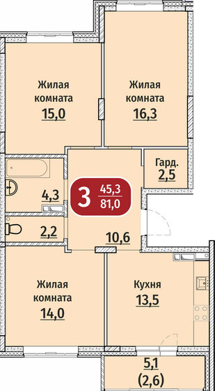 83,6 м², 3-комнатная квартира 8 424 000 ₽ - изображение 1