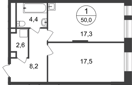 Квартира 50 м², 1-комнатная - изображение 1