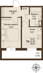 36 м², квартира-студия 3 200 000 ₽ - изображение 43