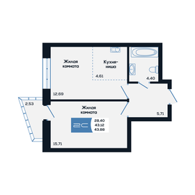 40 м², 2-комнатная квартира 5 600 000 ₽ - изображение 102